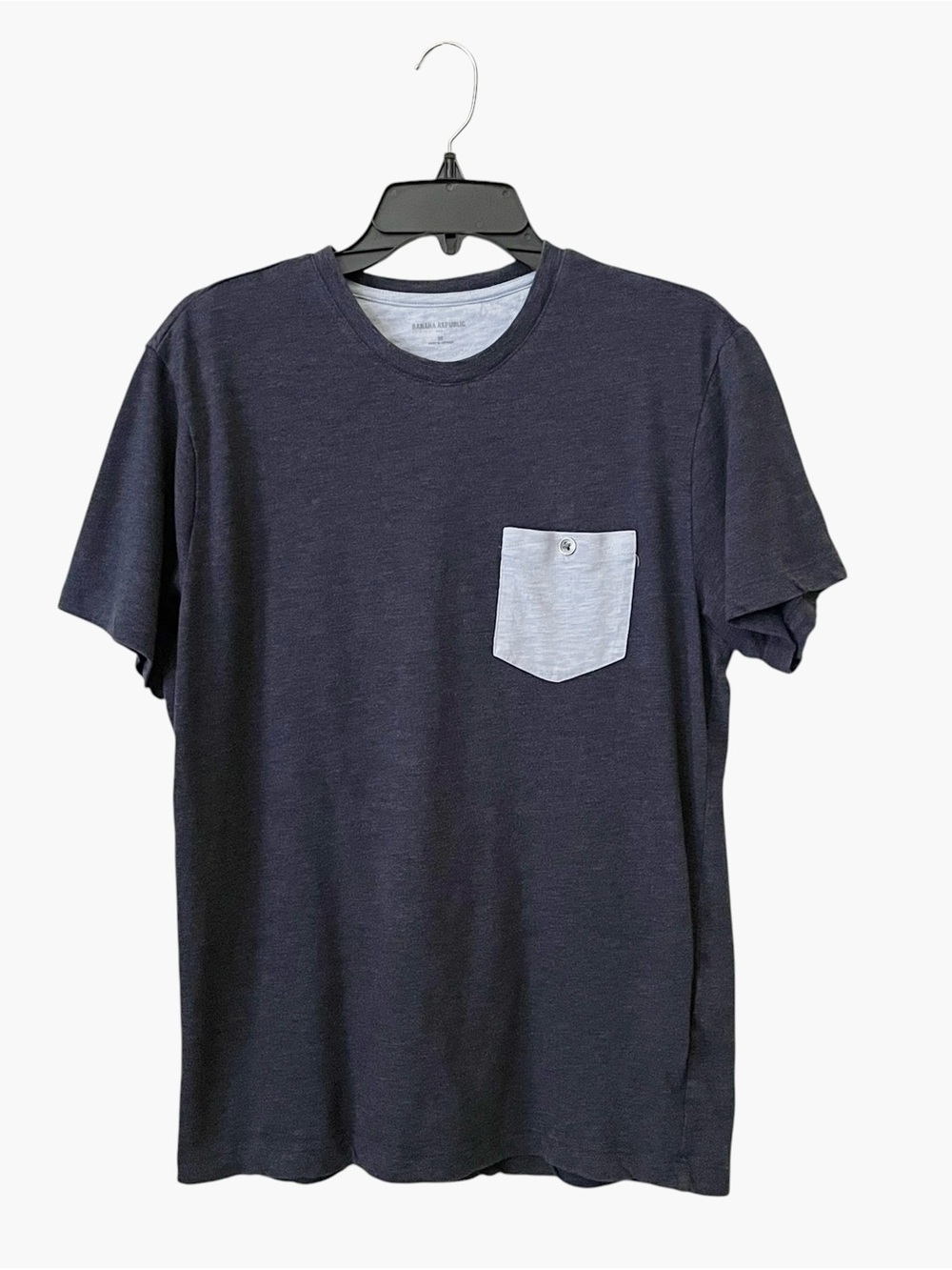 Banana Republic Crewneck Pocket Tee Men's Size M Blue Cotton Easy Care Casual
